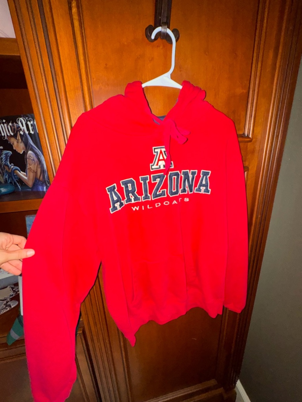 Stadium Athletics Red and Navy Pullover Hoodie with Front Lettering